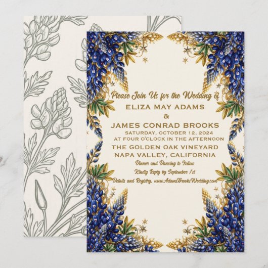 テキサス・ブルーボネットの結婚式招待状 セーブザデート (正面/裏面)