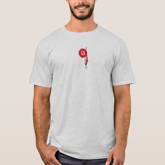 テキサス・ヘリ・バッシュのデザイン 4 グレー Tシャツ (正面)