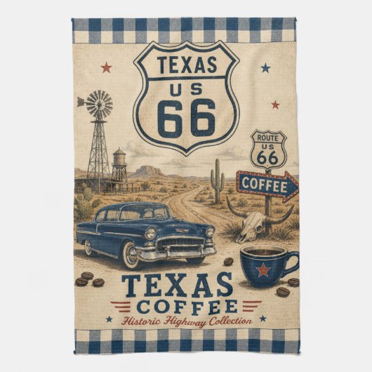 テキサス ルート66 コーヒー牧場 アメリカーナ キッチンタオル (縦)