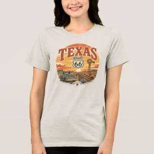 テキサス ルート66 ビンテージサンセット グラフィック トライブレンドTシャツ