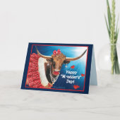 テキサス ロングホーン 牛 母の日のグリーティング カード (正面)