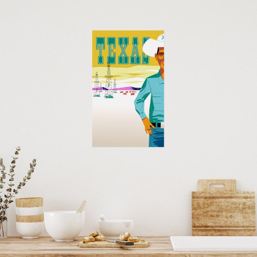 テキサス.ヴィンテージスタイル旅行ポスター ポスター (キッチン)