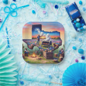 テキサス BBQ パーティー 4 ペーパープレート (パーティー)