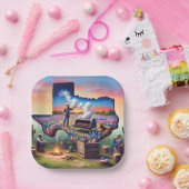 テキサス BBQ パーティー 4 ペーパープレート (パーティー)