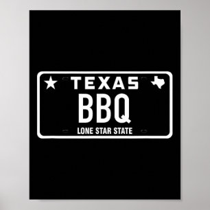 テキサスBBQナンバープレート 食べ物 肉 テキサス州 オースティン ギフト ポスター