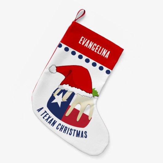 テキサパーソナライズされたンクリスマスプリン スモールクリスマスストッキング (正面 (吊り時))
