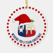 テキサパーソナライズされたンクリスマスプリン セラミックオーナメント (正面)