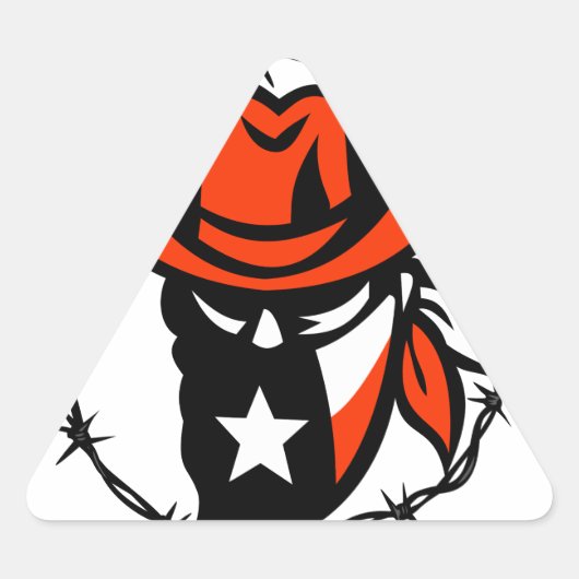 テキサンアウローテキサス州国旗のバーブワイヤーアイコン 三角形シール (正面)