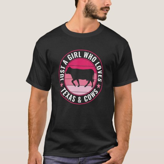 テキサンテキサス州と牛を愛する女の子農家 Tシャツ (正面)