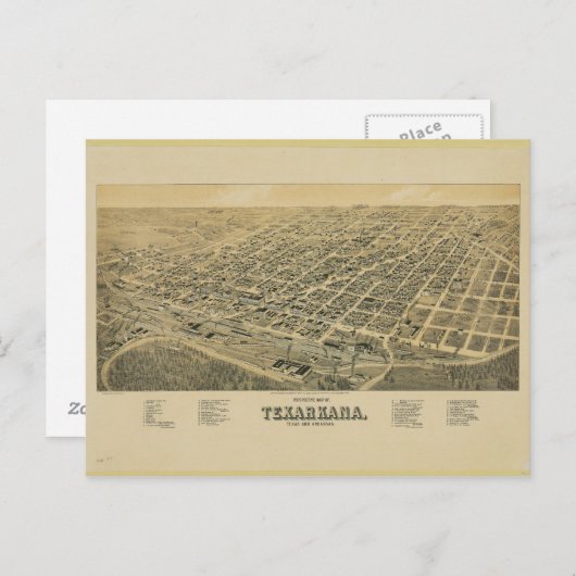 テキサーカナテキサス州とアーカンソーの地図 ポストカード (正面/裏面)