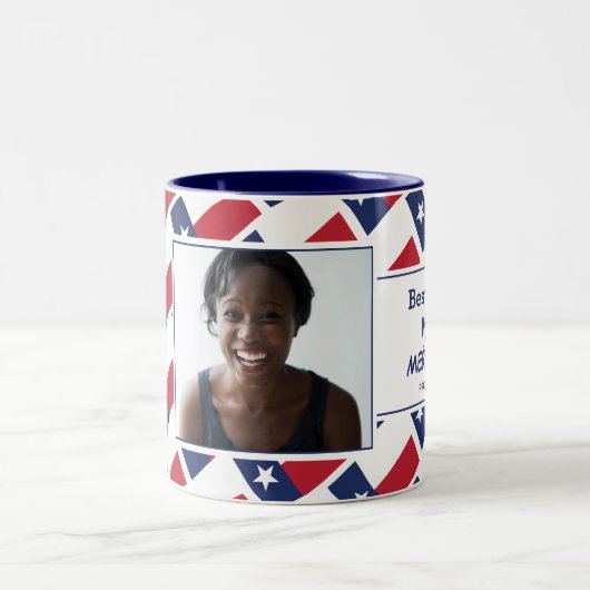 テキサ最高のンマパーソナライズされたマテキサス州国旗の写真 ツートーンマグカップ (中央)