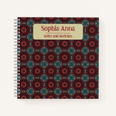 テキスアステカト幾何ブルゴーニュパターン ノートブック (正面)