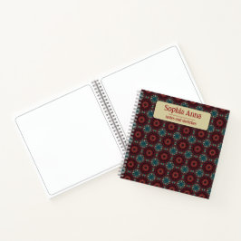 テキスアステカト幾何ブルゴーニュパターン ノートブック