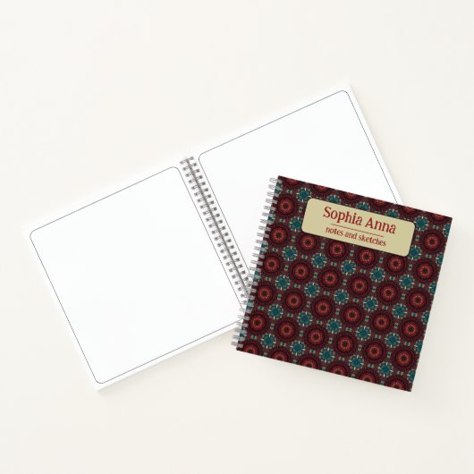 テキスアステカト幾何ブルゴーニュパターン ノートブック (内部)