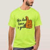 テキスカスタマイズトBBQクックおもしろいアウトパパ付き Tシャツ (正面)