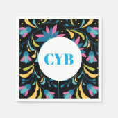 テキスカラフルトパターンモノグラム紙ナプキン スタンダードカクテルナプキン (正面)