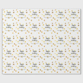 テキスシンプルト写真を追加ミニマルハッピーホリデー ラッピングペーパー (フラット)