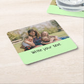 テキスシンプルミニマルト写真のクリスマスセントを追加 スクエアペーパーコースター (アングル)