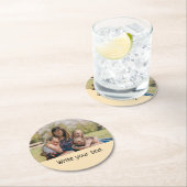 テキスシンプルミニマルト写真のクリスマスセントを追加 ラウンドペーパーコースター (インサイチュ)