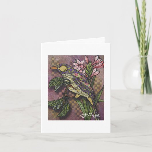 テキスタイルアートバードノテカード カード (正面)