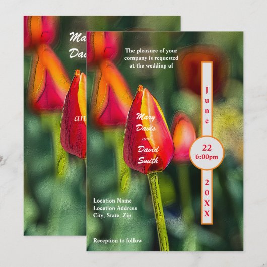 テキスタイルチューリップガーデンウェディング 招待状 (正面/裏面)