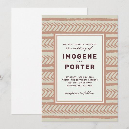 テキスタイル ウェディング 招待状 (正面/裏面)