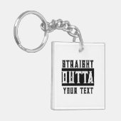 「テキストおもしろいをストレートで出力」 キーホルダー (正面左)