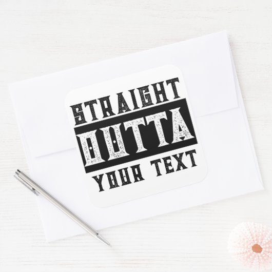 「テキストおもしろいをストレートで出力」 スクエアシール (封筒)