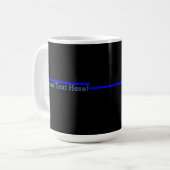 テキストが黒の象徴的な薄い青い線 コーヒーマグカップ (正面左)