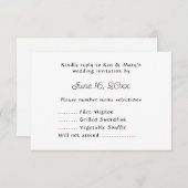 テキストでの結婚式出欠返信（メニュー選択付き） 出欠カード (正面/裏面)