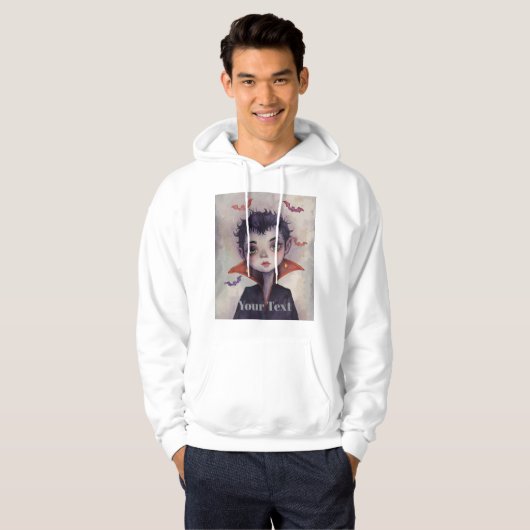 テキストでカスタマイズ可能なフード付きスウェットシャツ。 パーカ (正面フル)