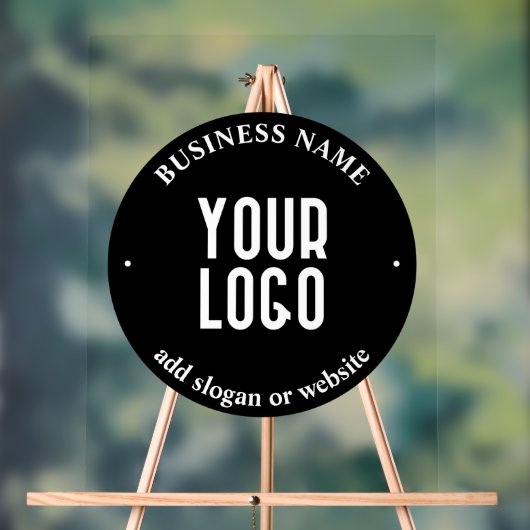 テキストとアップロードされたロゴ | 編集可能な黒と白 アクリルサイン (ニュートラル)