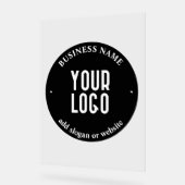 テキストとアップロードされたロゴ | 編集可能な黒と白 アクリルサイン (傾斜)