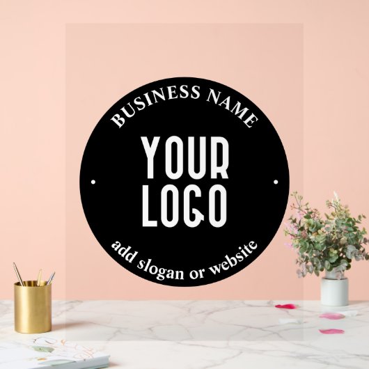 テキストとアップロードされたロゴ | 編集可能な黒と白 アクリルサイン (ウェディング)