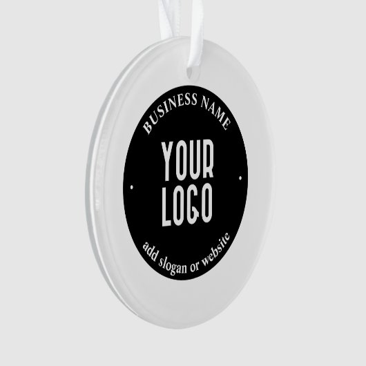 テキストとアップロードされたロゴ | 編集可能な黒と白 オーナメント (正面)