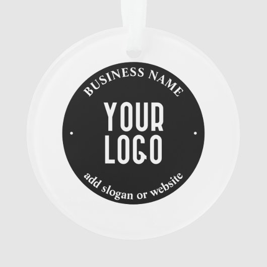 テキストとアップロードされたロゴ | 編集可能な黒と白 オーナメント (裏面)
