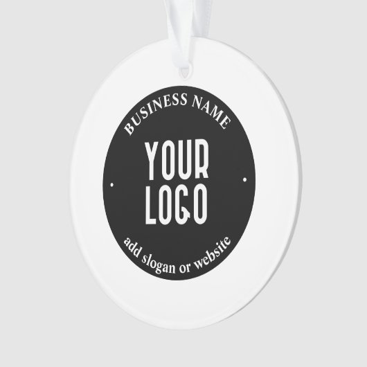 テキストとアップロードされたロゴ | 編集可能な黒と白 オーナメント (正面)