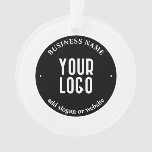 テキストとアップロードされたロゴ | 編集可能な黒と白 オーナメント (正面)