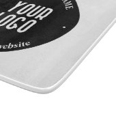 テキストとアップロードされたロゴ | 編集可能な黒と白 カッティングボード (角)