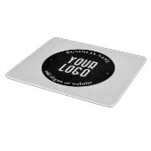 テキストとアップロードされたロゴ | 編集可能な黒と白 カッティングボード (角)