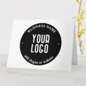 テキストとアップロードされたロゴ | 編集可能な黒と白 カード (黄色い花)