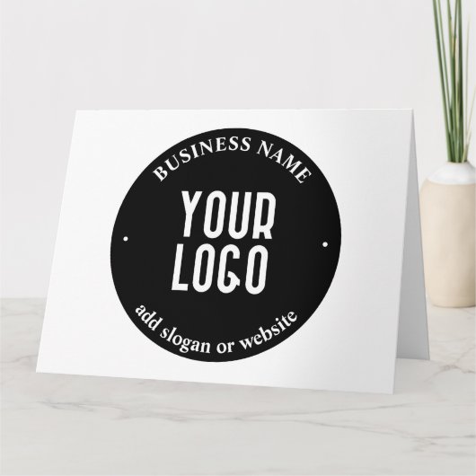 テキストとアップロードされたロゴ | 編集可能な黒と白 カード (正面)