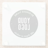 テキストとアップロードされたロゴ | 編集可能な黒と白 ガラスコースター (裏面)