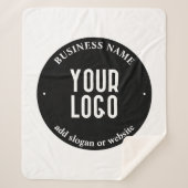 テキストとアップロードされたロゴ | 編集可能な黒と白 シェルパブランケット (正面)