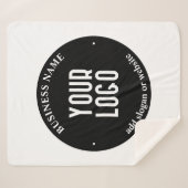 テキストとアップロードされたロゴ | 編集可能な黒と白 シェルパブランケット (正面(横))