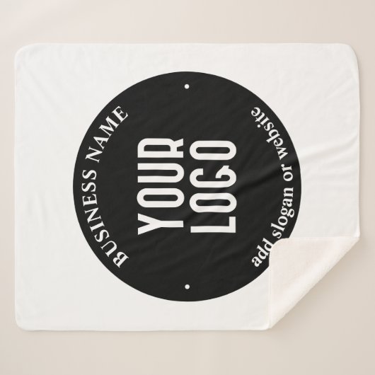 テキストとアップロードされたロゴ | 編集可能な黒と白 シェルパブランケット (正面(横))