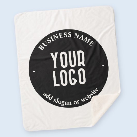 テキストとアップロードされたロゴ | 編集可能な黒と白 シェルパブランケット