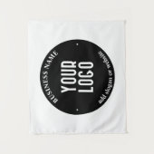 テキストとアップロードされたロゴ | 編集可能な黒と白 タペストリー (正面)