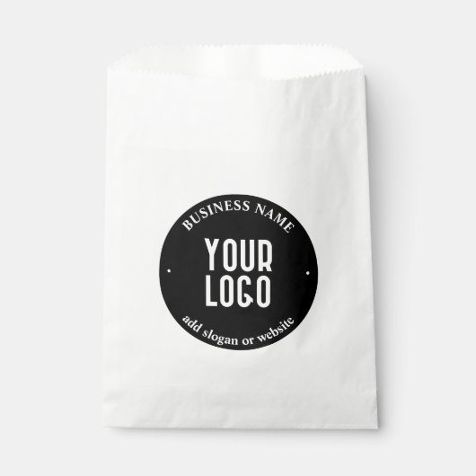 テキストとアップロードされたロゴ | 編集可能な黒と白 フェイバーバッグ (正面)