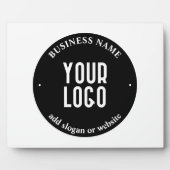テキストとアップロードされたロゴ | 編集可能な黒と白 フォトプラーク (正面)
